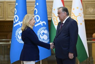 Пешвои миллат Эмомалӣ Раҳмон Директори иҷроияи Хазинаи кӯдакони Созмони Милали Муттаҳид Кетрин Мери Расселро ба ҳузур пазируфтанд